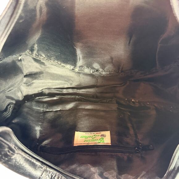 Vintage Genuine Leather Black Hobo Shoulder Bag Hecho en México made in Mexico - Picture 11 of 13